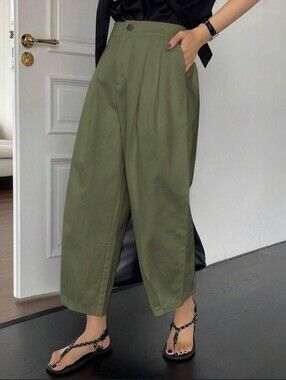 Olive Green Relaxed Fit Pants